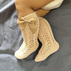 3 Pairs Baby Bow Princess Knee High Socks Toddler Infant Mesh Breathable