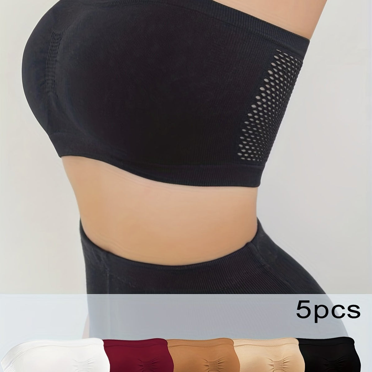 5-Pack Cut Out Bandeau Bras - Breathable Everyday Lingerie