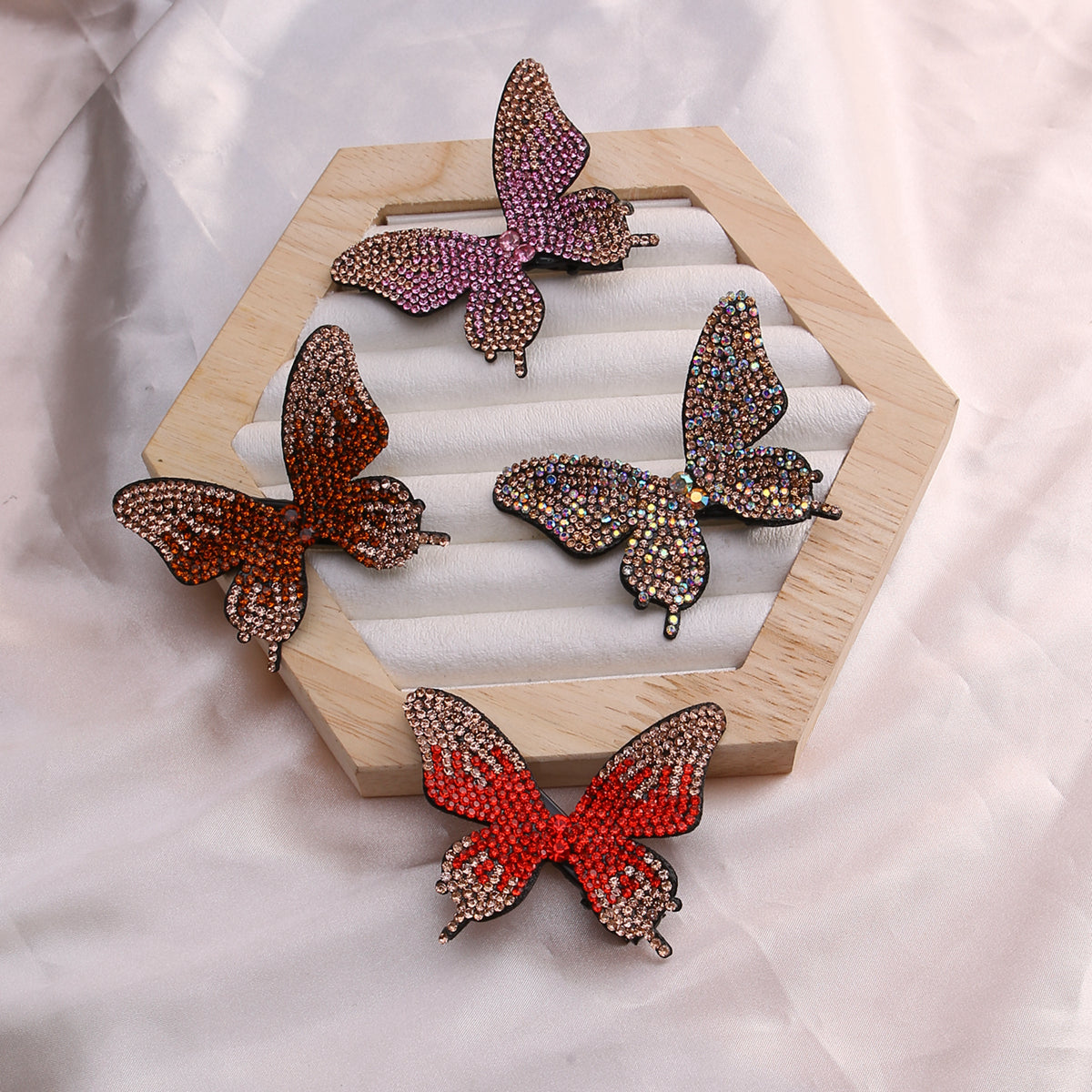 Rhinestone Butterfly Hair Clips Vintage Barrette Prom Accessories