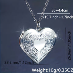 Silvery Heart Locket Necklace for Women Customizable Photo Pendant