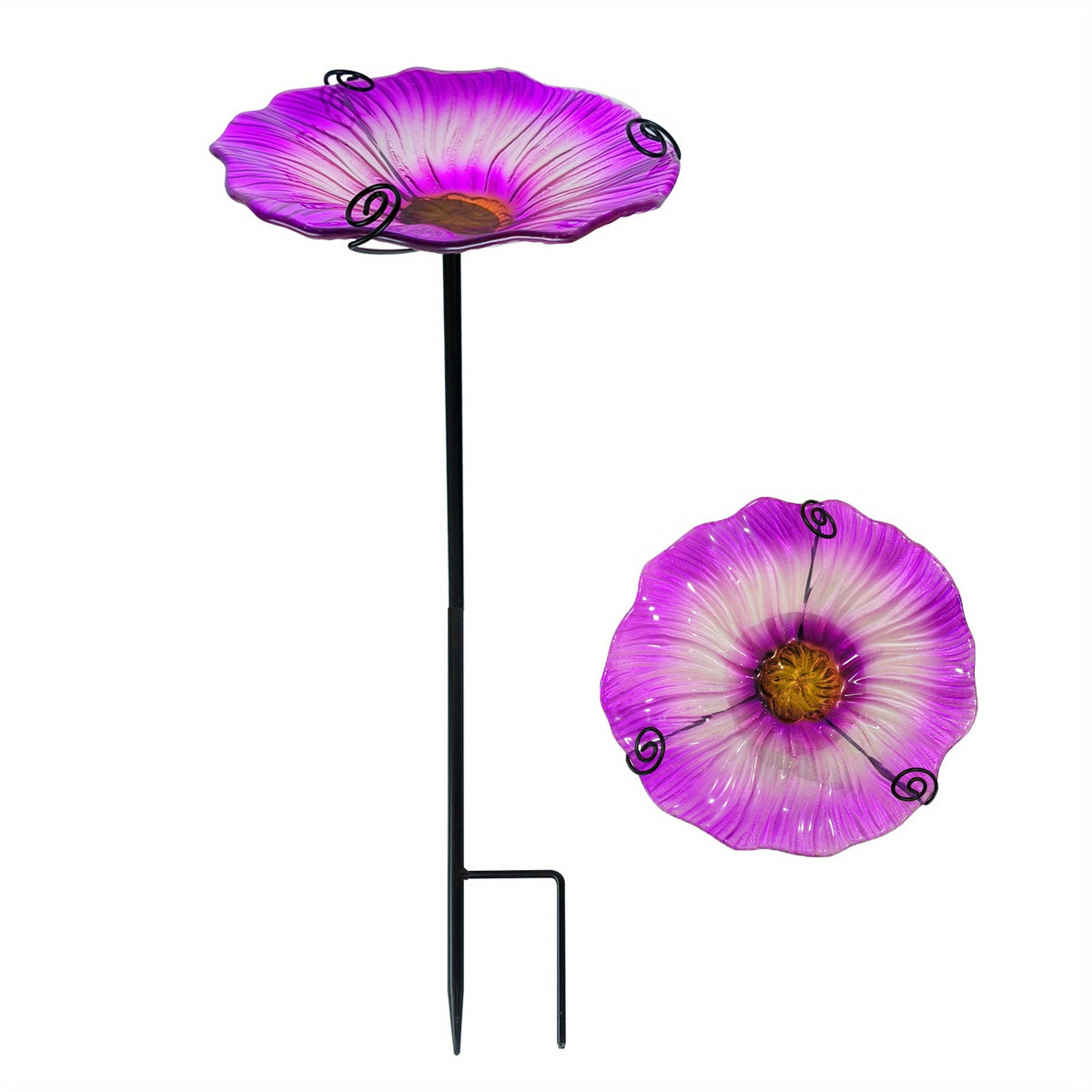 Metal Bird Feeder Stake for Garden Patio - Attractive Bird Bath & Seed Platform