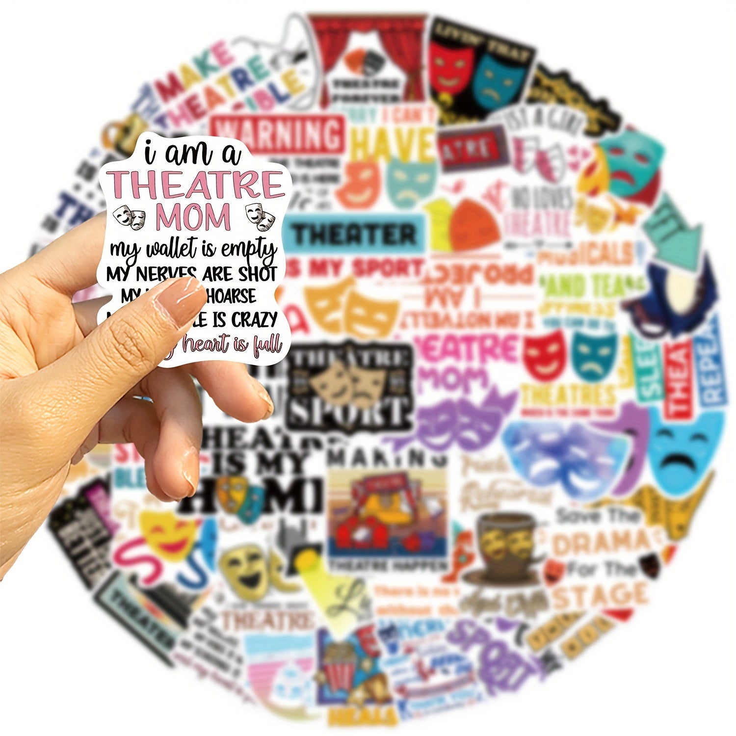 50pcs Theatre Waterproof Vinyl Stickers for Laptops Water Bottles Computers