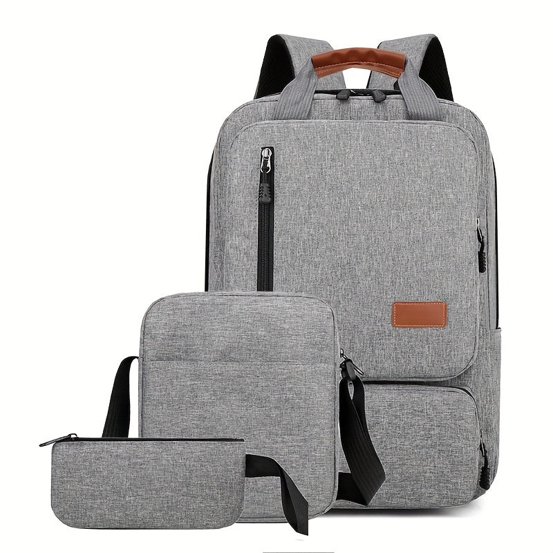 Men Backpack Business Three-piece Set Commuter Bag Large Capacity