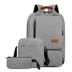 Men Backpack Business Three-piece Set Commuter Bag Large Capacity