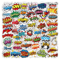 50Pcs Explosive Text Graffiti Stickers Set Laptop Helmet Skateboard DIY
