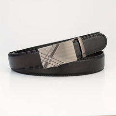 Silver Gray Glossy Auto Buckle Belt Casual Business Men's Belt