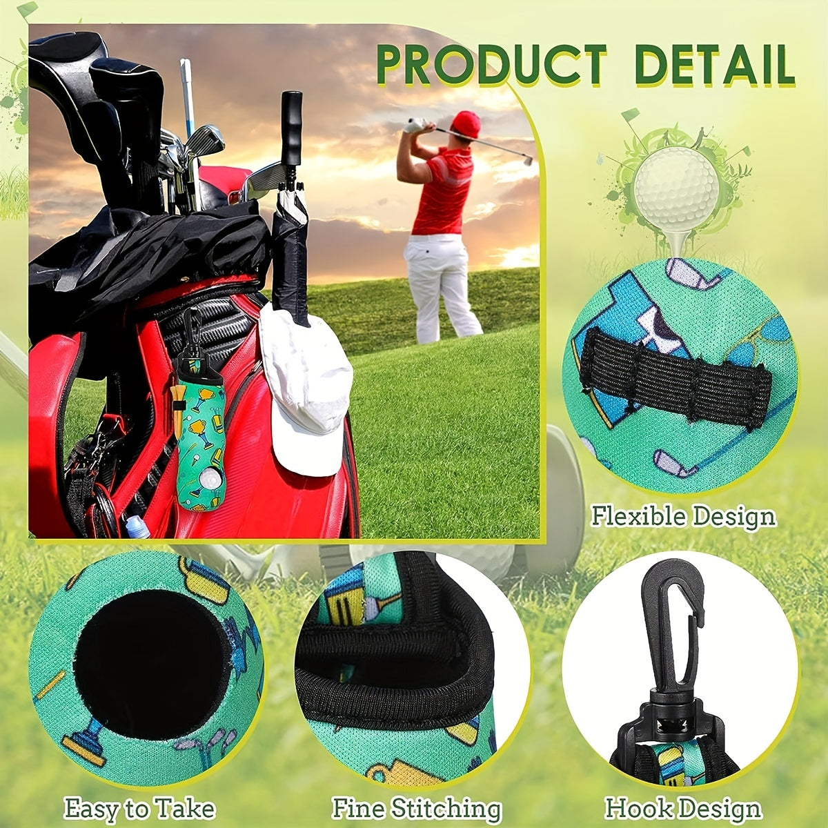 Neoprene Golf Ball Pouch Holder Carry Bag Multicolor Portable Golf Accessories