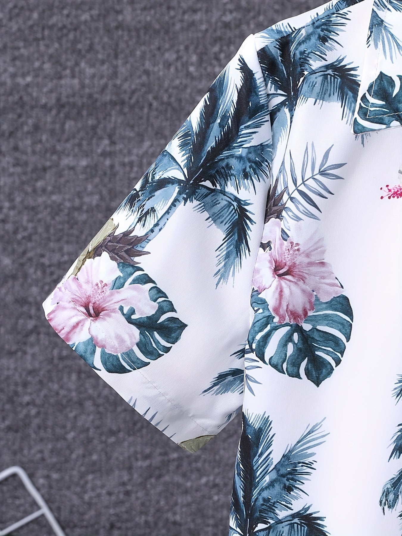 Boys Flower & Leaf Print Casual Outfit Shirt & Shorts Set
