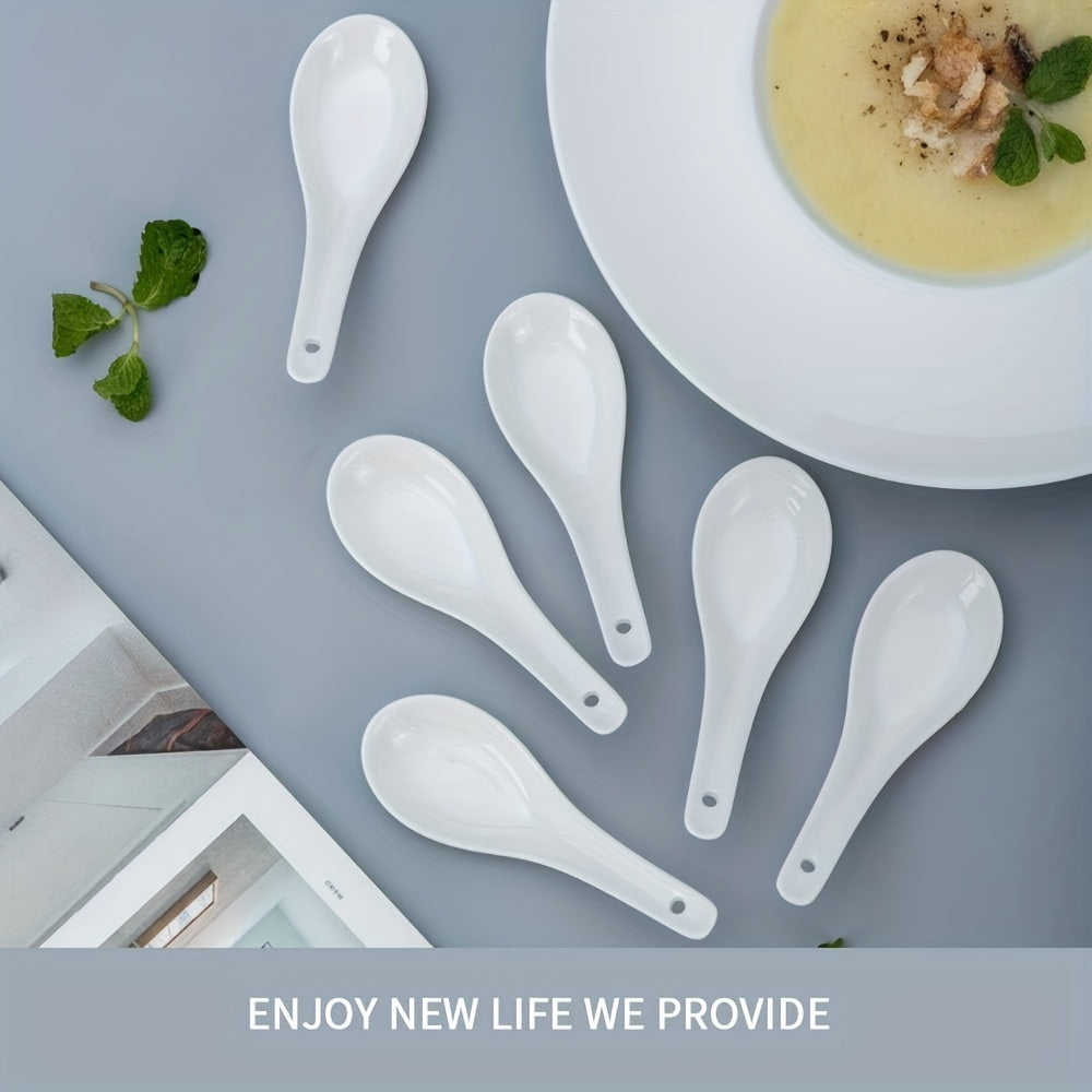12pcs Ceramic Soup Spoon Modern Dessert Tableware Restaurant Home