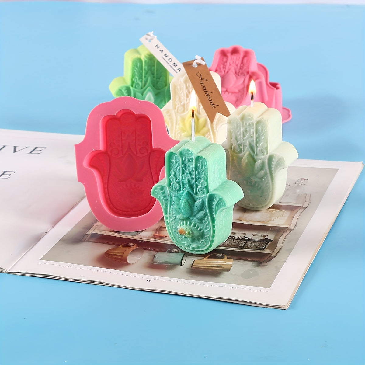 DIY Silicone Candle Mold Hand Shaped Mould For Soap Resin Candle Making