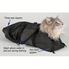 Adjustable Cat Bathing Bag Mesh Grooming Bag