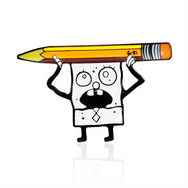 Cartoon Pencil Brooch with Paint Drips