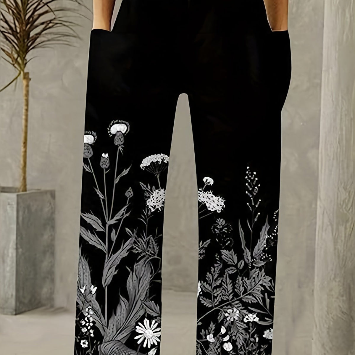  Floral Print Wide Leg Loose Pants