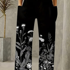  Floral Print Wide Leg Loose Pants