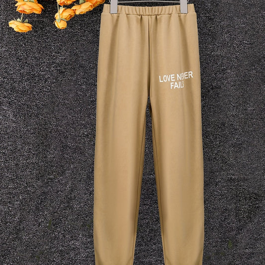 Girls ''Love Never Fails'' Letter Long Pants