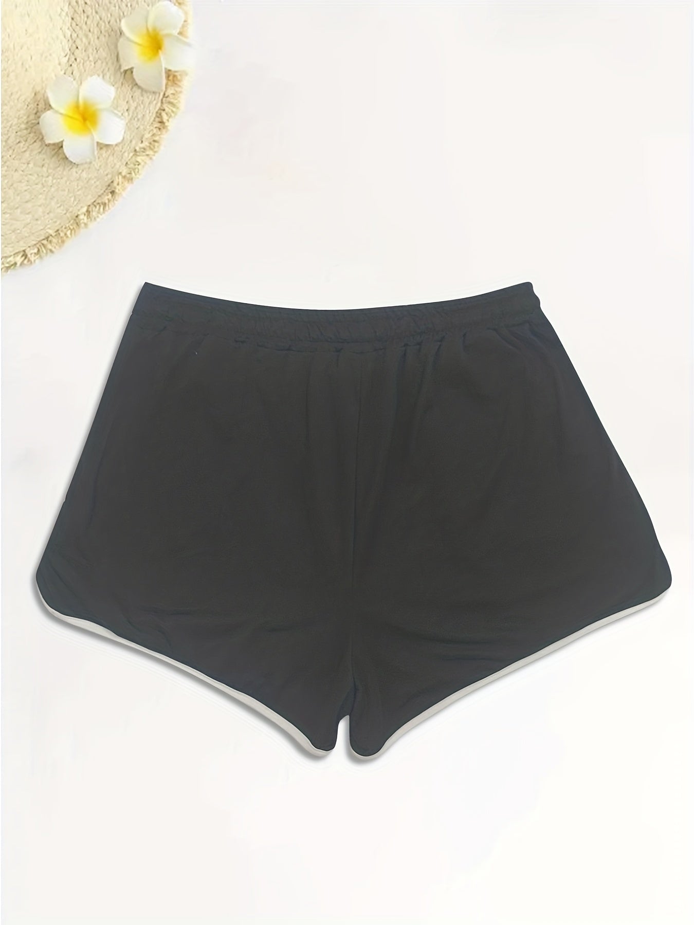 Sporty High Rise Plus Size Shorts with Drawstring Waist