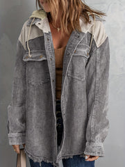 Block Hooded Jacket Casual Women's Outerwear