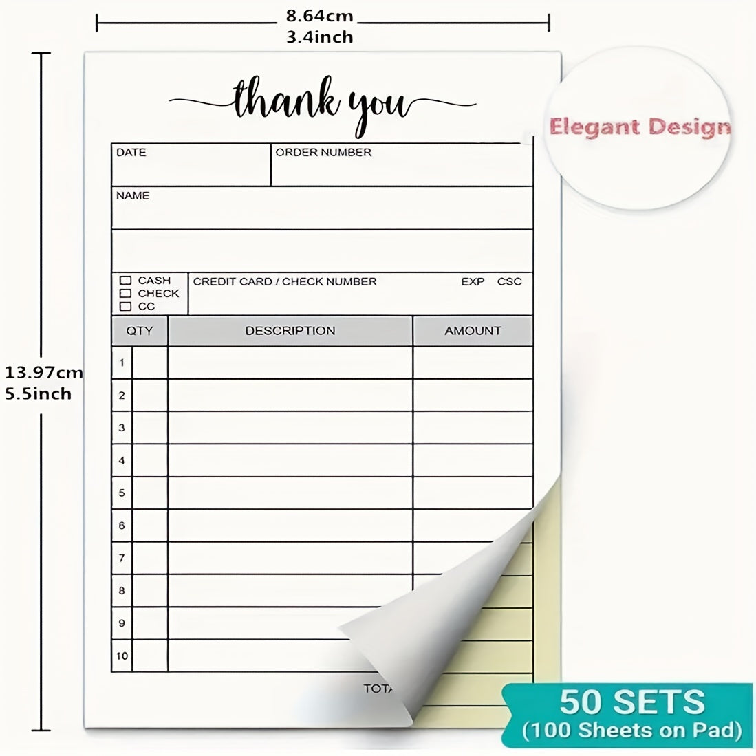 2 pack Thank You Receipt Book 50sets