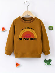 Rainbow Graphic Round Neck Pullover Girls Sweatshirt