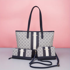 3pcs Tote Crossbody Wristlet Purse Set PU Leather Shoulder Bag Commuter Bag