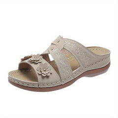 Women's Flower Decor Slide Shoes Comfortable Perforated Sandals