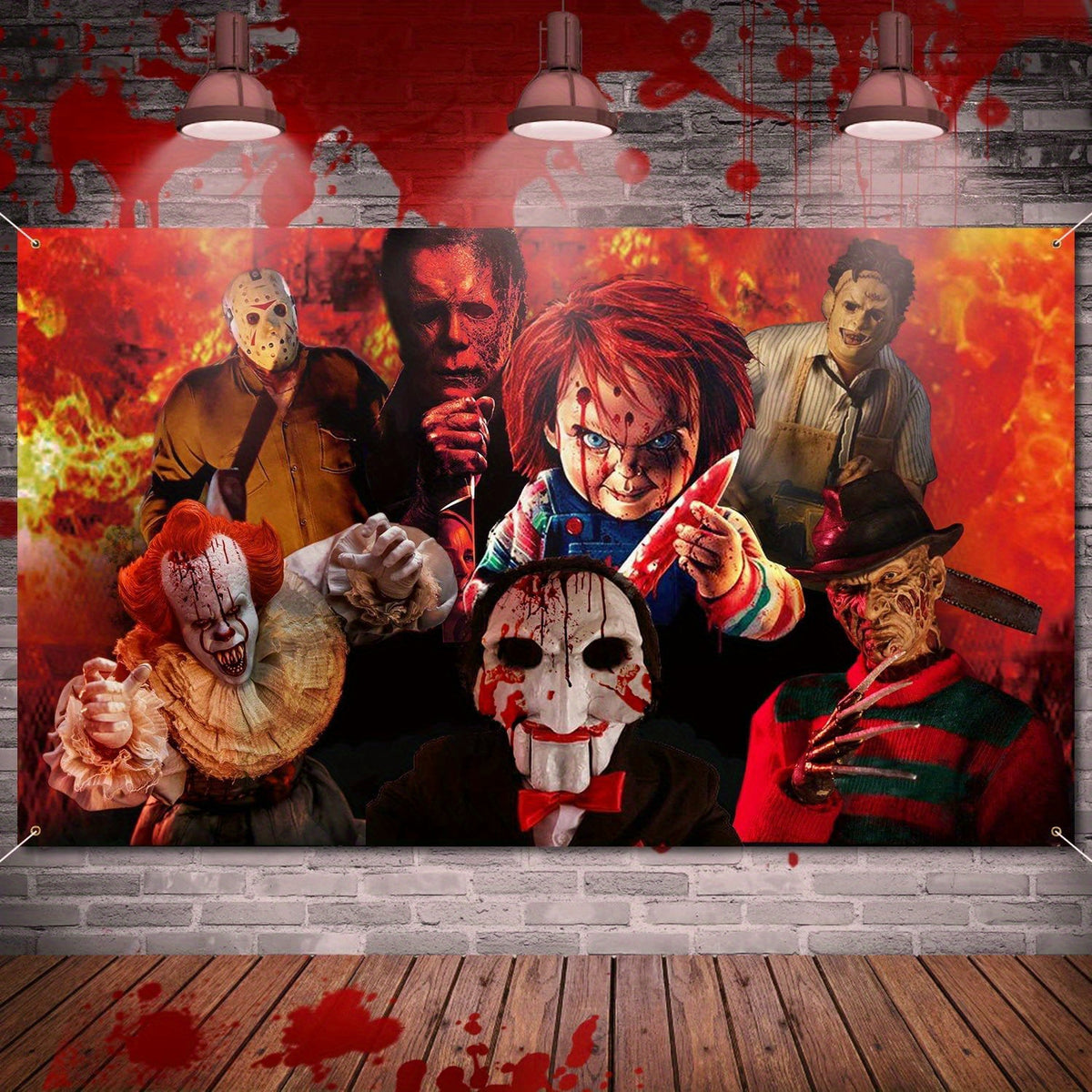 Scary Movie Character Backdrop for Halloween Party