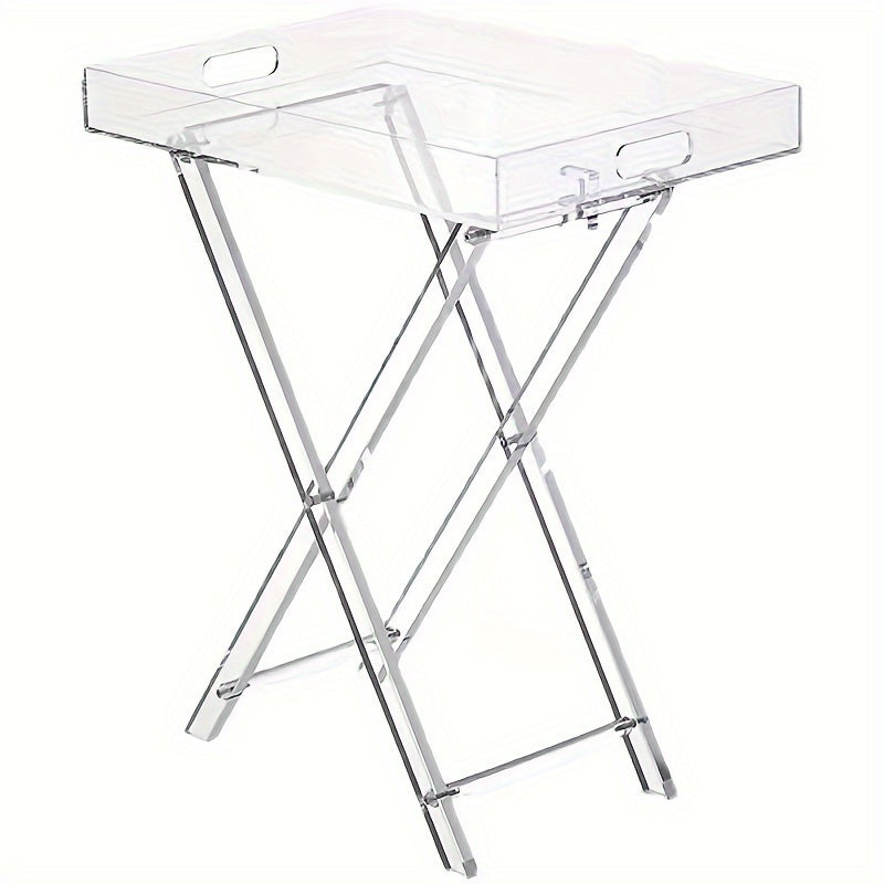 Acrylic Transparent Folding Coffee Table with Storage Shelf