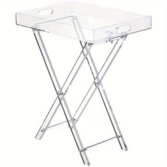 Acrylic Transparent Folding Coffee Table with Storage Shelf