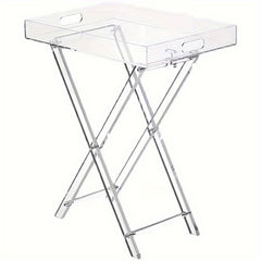 Acrylic Transparent Folding Coffee Table with Storage Shelf