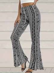  Geometric Print Elastic High Rise Flared Leg Pants