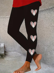  Heart Rugby Print High Rise Leggings