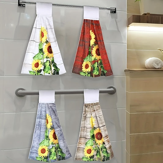 Sunflowers Pattern Hanging Hand Towel Vintage Farmhouse Decoration