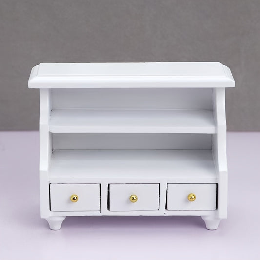 1:12 Scale Dollhouse Sideboard Cabinet Vintage Style with Decorative Items