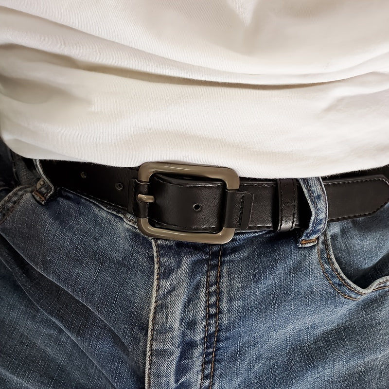 Unisex Vintage Gray Buckle PU Belt Casual Jeans Belt