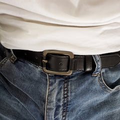 Unisex Vintage Gray Buckle PU Belt Casual Jeans Belt