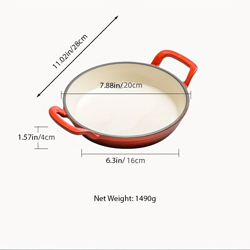1pc 20 Enameled Cast Iron Skillet Orange & Small Cast Iron Skillets BBQ Safe Pan
