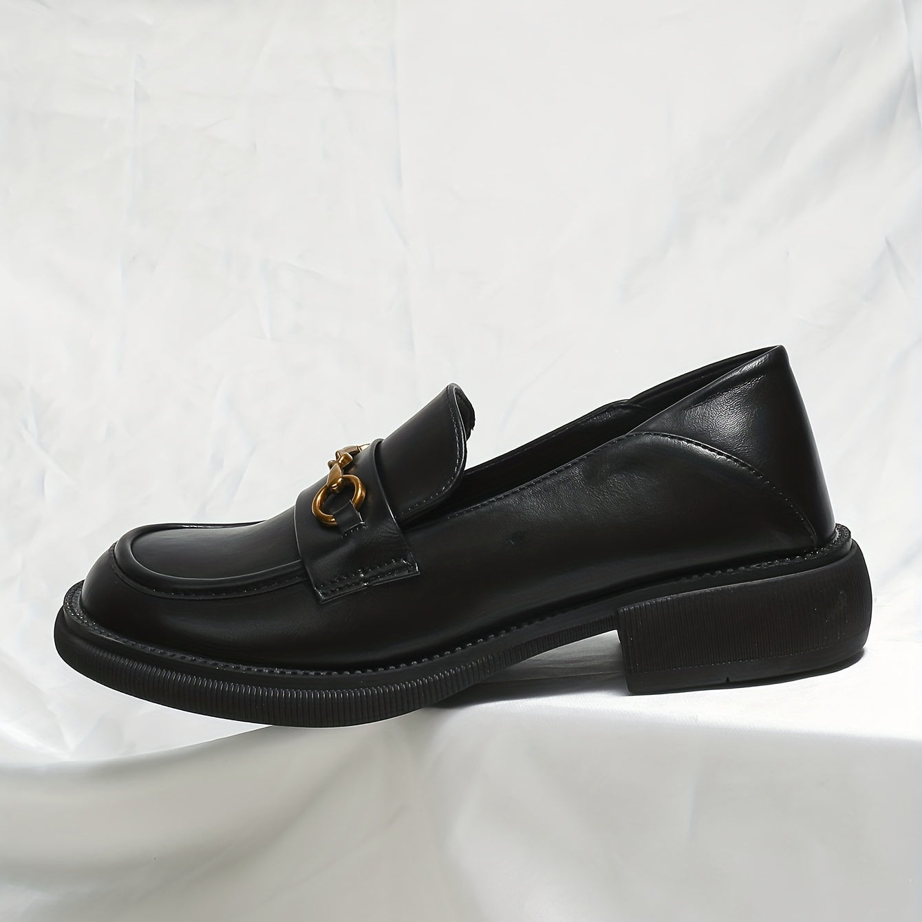 Chunky Loagers Round Toe Buckle Decor Shoes