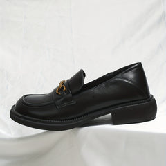 Chunky Loagers Round Toe Buckle Decor Shoes