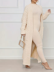  Longline Pocket Sweater Cardigan Women's Plus Medium Stretch Jacquard