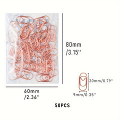 50pcs Heart Shape Paperclips for Office School Organizer Supplies