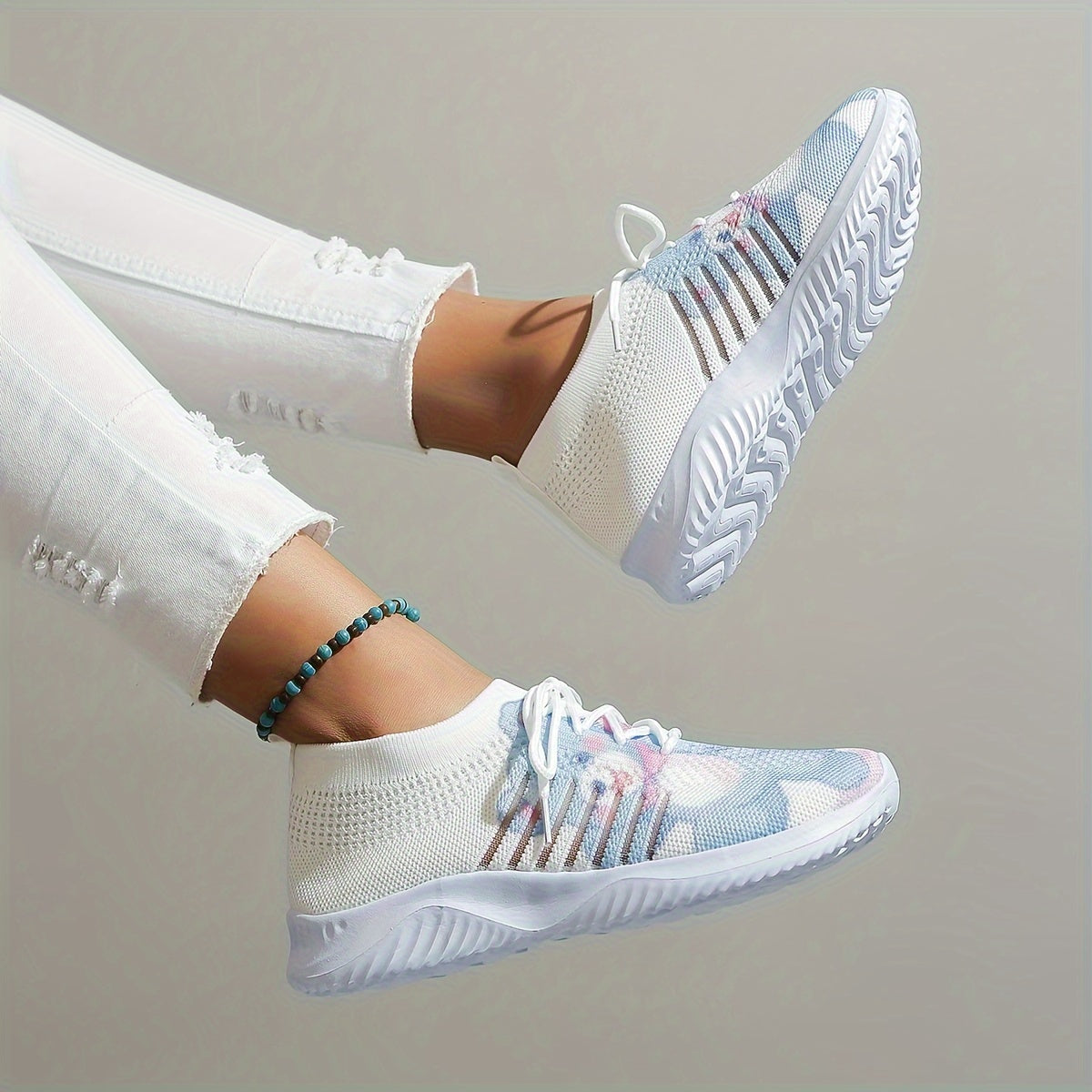 Women's Cartoon Bear Mesh Sneakers Lace-up Casual Running Shoes