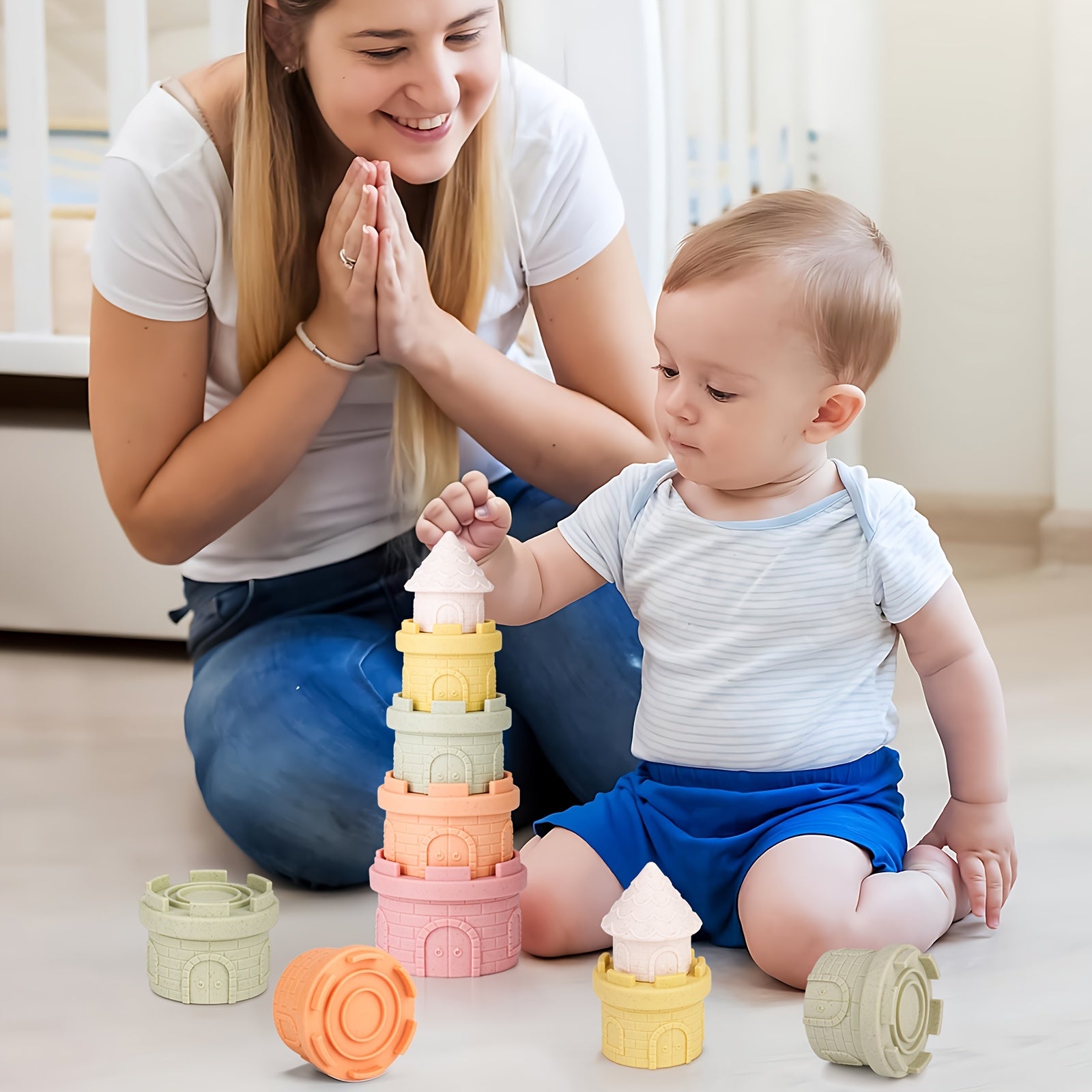 Silicone Stacking Toys Blocks Castle Nesting Educational Development
