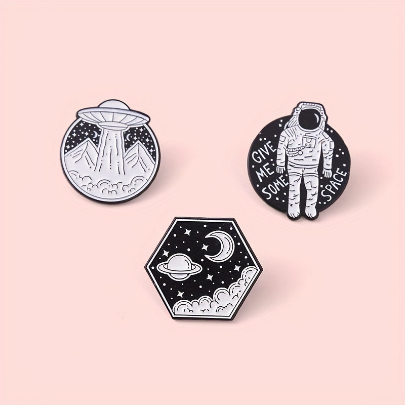 Outer Space Landscape Enamel Pins & Painting Bag Brooch Lapel Badge