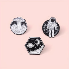Outer Space Landscape Enamel Pins & Painting Bag Brooch Lapel Badge