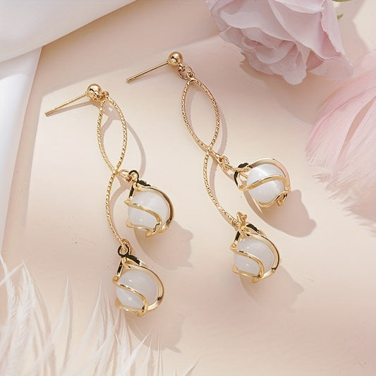Tassel Opal Earrings Women Girls Party Prom Decor