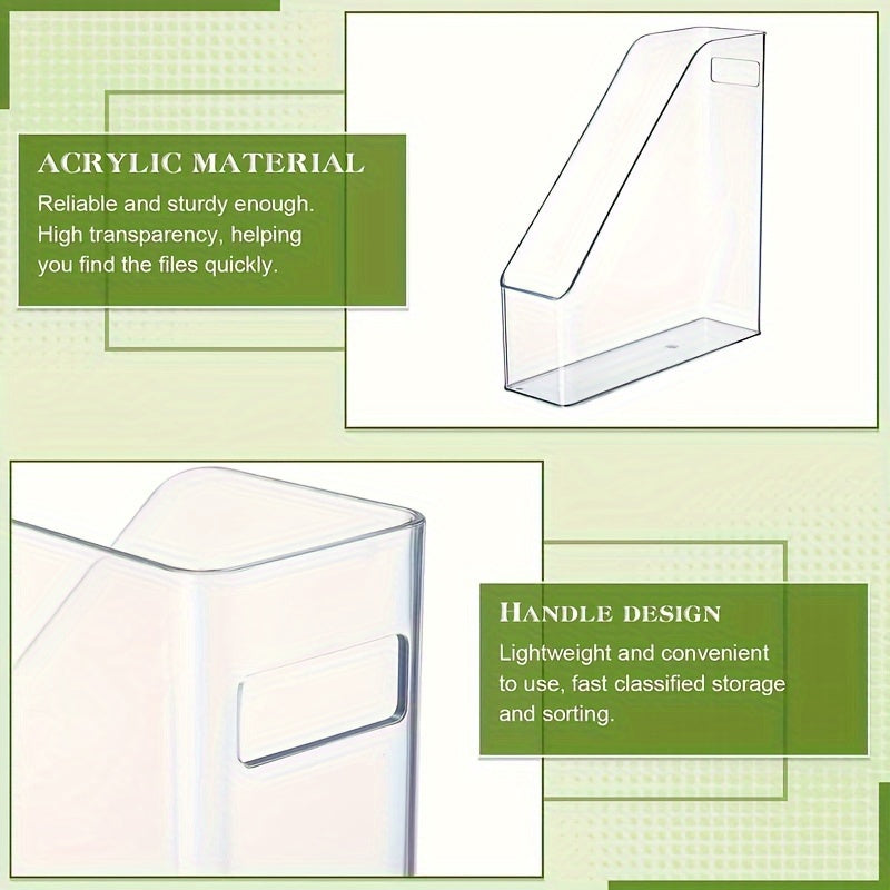 Clear Acrylic Desktop Organiser Magazine File Holder Plastic Paper Tray