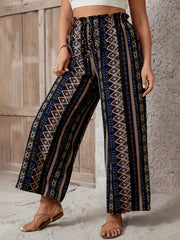  Colorblock Geometric Print Drawstring Pants