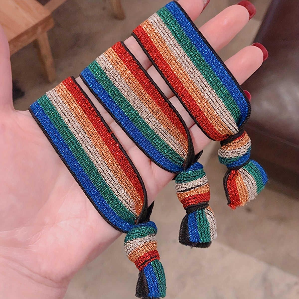 10pcs Rainbow Hair Rope Tie Hair Leopard Leather Band Head Rope