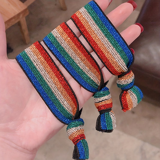 10pcs Rainbow Hair Rope Tie Hair Leopard Leather Band Head Rope