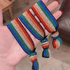 10pcs Rainbow Hair Rope Tie Hair Leopard Leather Band Head Rope